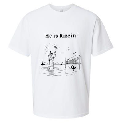 He Is Rizzin Jesus Playing Volleyball Sueded Cloud Jersey T-Shirt