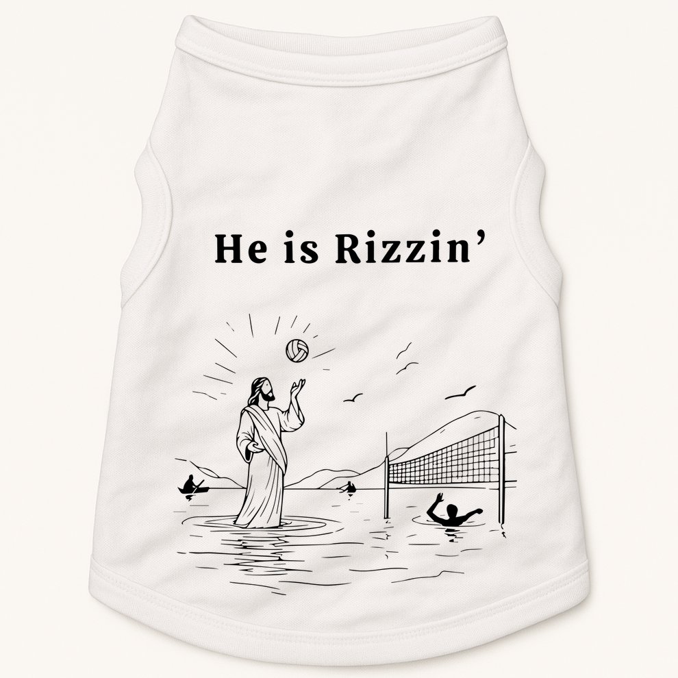 He Is Rizzin Jesus Playing Volleyball Doggie Tank