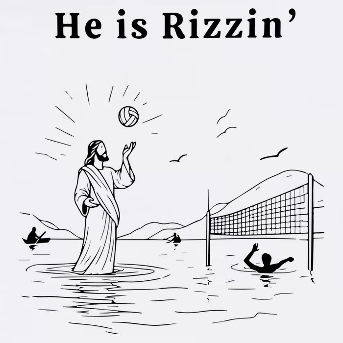He Is Rizzin Jesus Playing Volleyball Apron