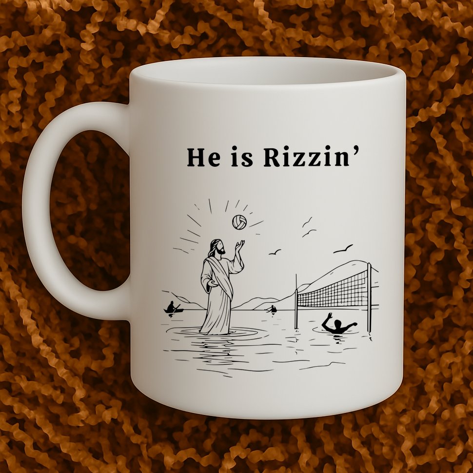 He Is Rizzin Jesus Playing Volleyball Mug