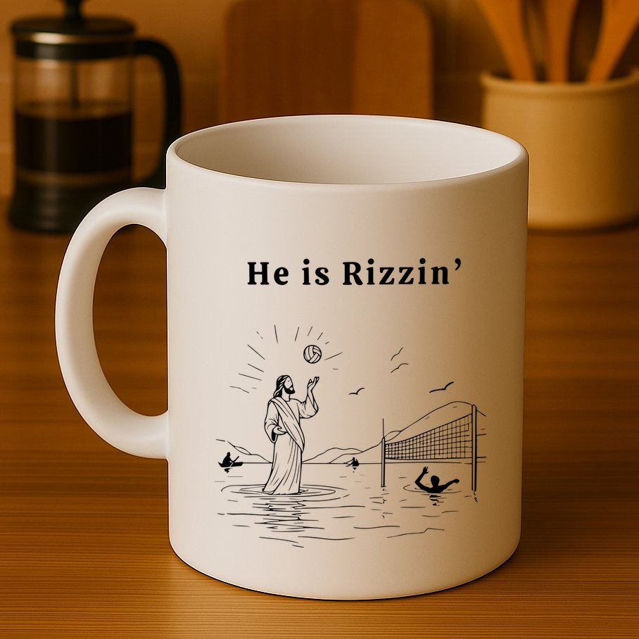 He Is Rizzin Jesus Playing Volleyball Mug