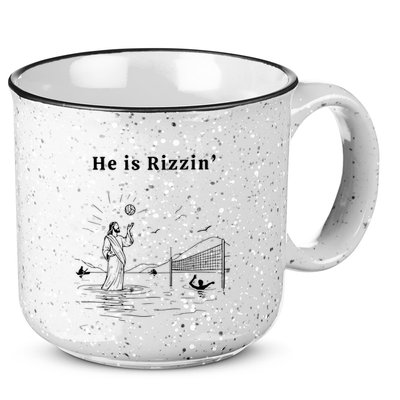 He Is Rizzin Jesus Playing Volleyball 15oz Campfire Ceramic Mug