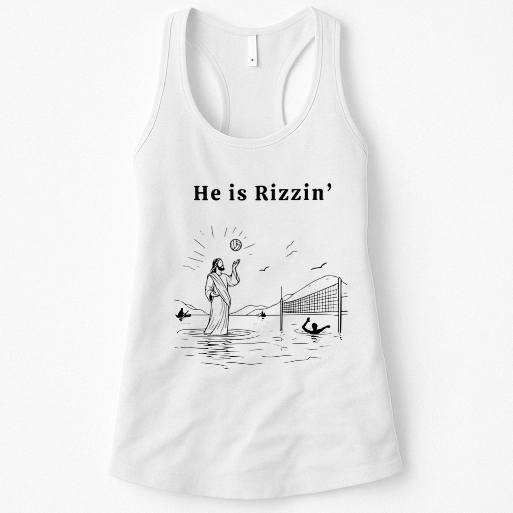 He Is Rizzin Jesus Playing Volleyball Womens Tank Top