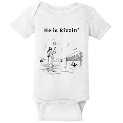 He Is Rizzin Jesus Playing Volleyball Baby Bodysuit