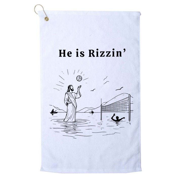 He Is Rizzin Jesus Playing Volleyball Golf Towel