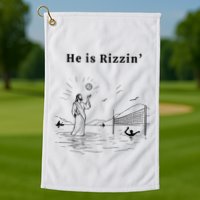 He Is Rizzin Jesus Playing Volleyball Golf Towel