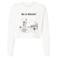 He Is Rizzin Jesus Playing Volleyball Cropped Pullover Crew