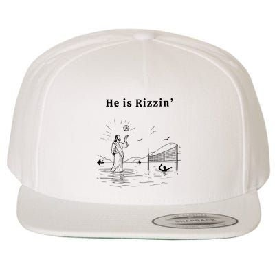 He Is Rizzin Jesus Playing Volleyball Wool Snapback Cap