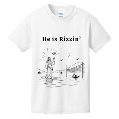 He Is Rizzin Jesus Playing Volleyball Kids T-Shirt
