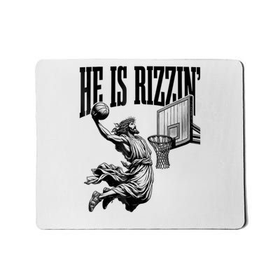 He Is Rizzin Basketball Jesus Retro Easter Christian Mousepad
