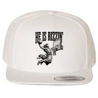 He Is Rizzin Basketball Jesus Retro Easter Christian Wool Snapback Cap