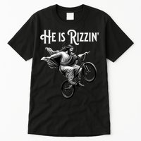 He Is Rizzin Jesus Riding Bmx Bike Funny Bicycle Rizz Tall T-Shirt