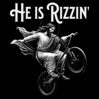He Is Rizzin Jesus Riding Bmx Bike Funny Bicycle Rizz Impact Tech Backpack
