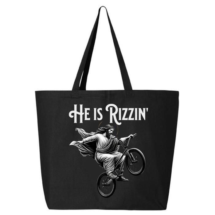 He Is Rizzin Jesus Riding Bmx Bike Funny Bicycle Rizz 25L Jumbo Tote