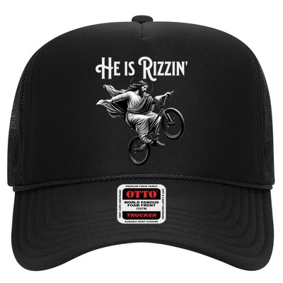 He Is Rizzin Jesus Riding Bmx Bike Funny Bicycle Rizz Hat