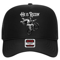 He Is Rizzin Jesus Riding Bmx Bike Funny Bicycle Rizz Hat