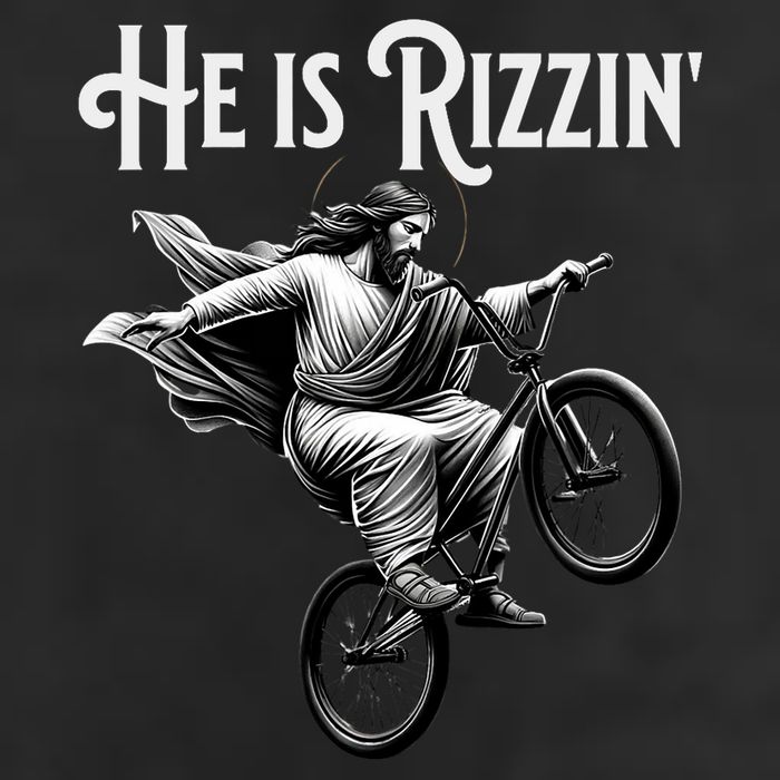 He Is Rizzin Jesus Riding Bmx Bike Funny Bicycle Rizz Hat