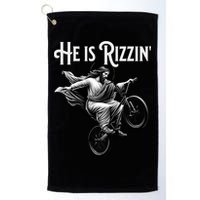 He Is Rizzin Jesus Riding Bmx Bike Funny Bicycle Rizz Golf Towel