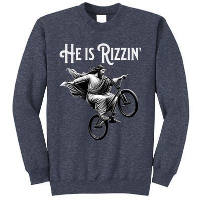 He Is Rizzin Jesus Riding Bmx Bike Funny Bicycle Rizz Sweatshirt