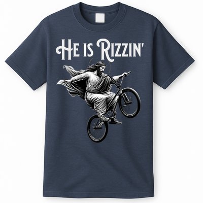 He Is Rizzin Jesus Riding Bmx Bike Funny Bicycle Rizz T-Shirt