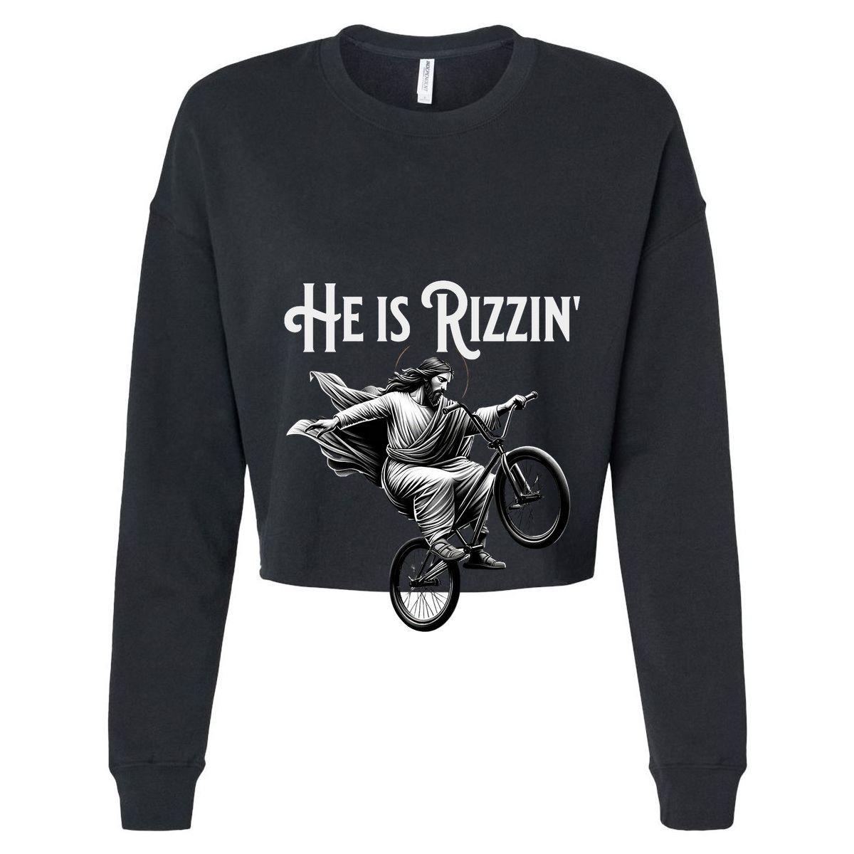 He Is Rizzin Jesus Riding Bmx Bike Funny Bicycle Rizz T-Shirt