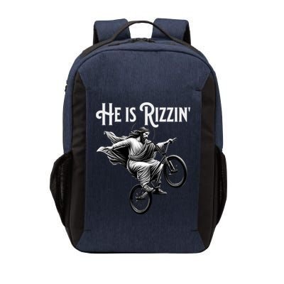He Is Rizzin Jesus Riding Bmx Bike Funny Bicycle Rizz Vector Backpack