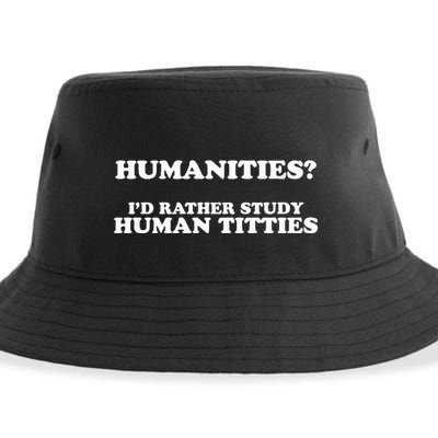 Humanities ID Rather Study Human Titties Sustainable Bucket Hat