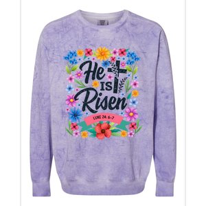 He Is Risen Spring Floral Easter Day Colorblast Crewneck Sweatshirt