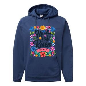 He Is Risen Spring Floral Easter Day Performance Fleece Hoodie