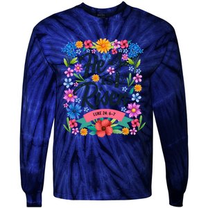 He Is Risen Spring Floral Easter Day Tie-Dye Long Sleeve Shirt