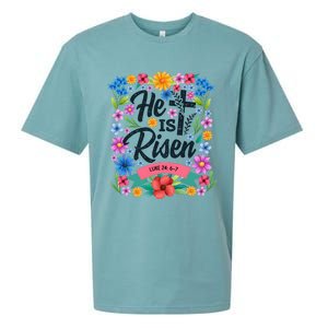 He Is Risen Spring Floral Easter Day Sueded Cloud Jersey T-Shirt