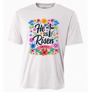 He Is Risen Spring Floral Easter Day Cooling Performance Crew T-Shirt