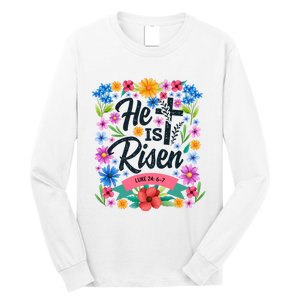 He Is Risen Spring Floral Easter Day Long Sleeve Shirt