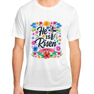 He Is Risen Spring Floral Easter Day Adult ChromaSoft Performance T-Shirt