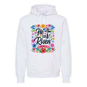 He Is Risen Spring Floral Easter Day Premium Hoodie