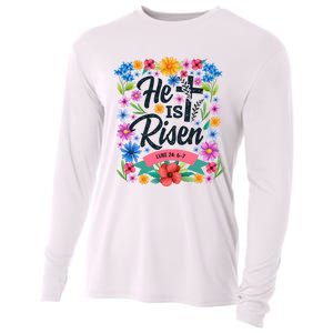 He Is Risen Spring Floral Easter Day Cooling Performance Long Sleeve Crew