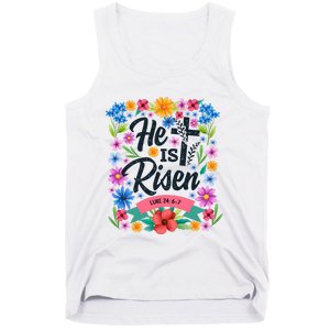 He Is Risen Spring Floral Easter Day Tank Top