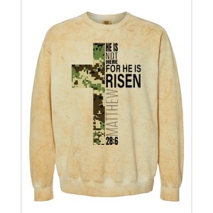 He Is Risen Christian Easter Verse Green Camo Cross Colorblast Crewneck Sweatshirt