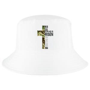 He Is Risen Christian Easter Verse Green Camo Cross Cool Comfort Performance Bucket Hat