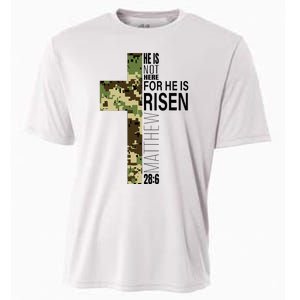 He Is Risen Christian Easter Verse Green Camo Cross Cooling Performance Crew T-Shirt