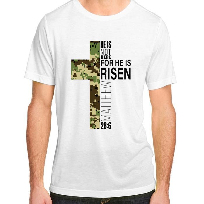 He Is Risen Christian Easter Verse Green Camo Cross Adult ChromaSoft Performance T-Shirt