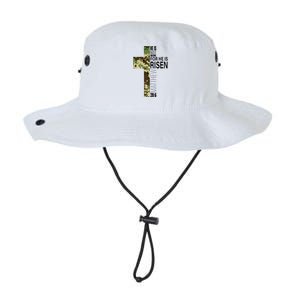 He Is Risen Christian Easter Verse Green Camo Cross Legacy Cool Fit Booney Bucket Hat