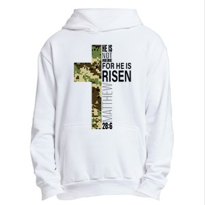 He Is Risen Christian Easter Verse Green Camo Cross Urban Pullover Hoodie