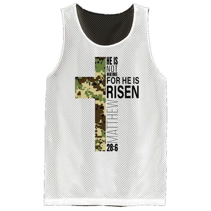 He Is Risen Christian Easter Verse Green Camo Cross Mesh Reversible Basketball Jersey Tank