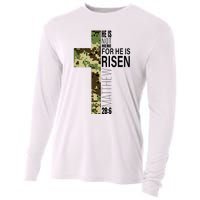 He Is Risen Christian Easter Verse Green Camo Cross Cooling Performance Long Sleeve Crew