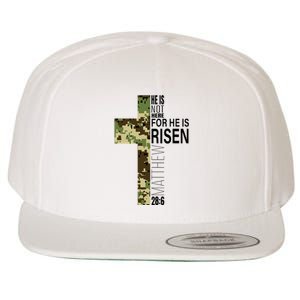 He Is Risen Christian Easter Verse Green Camo Cross Wool Snapback Cap