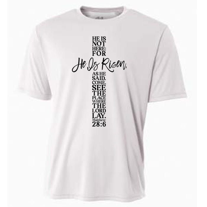 He Is Risen Jesus Cross Scripture Matthew Cooling Performance Crew T-Shirt