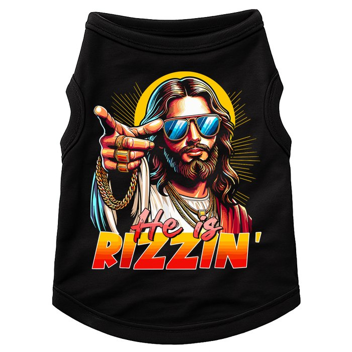 He Is Rizzin' Funny Jesus Christian Happy Easter Eggs  Doggie Tank
