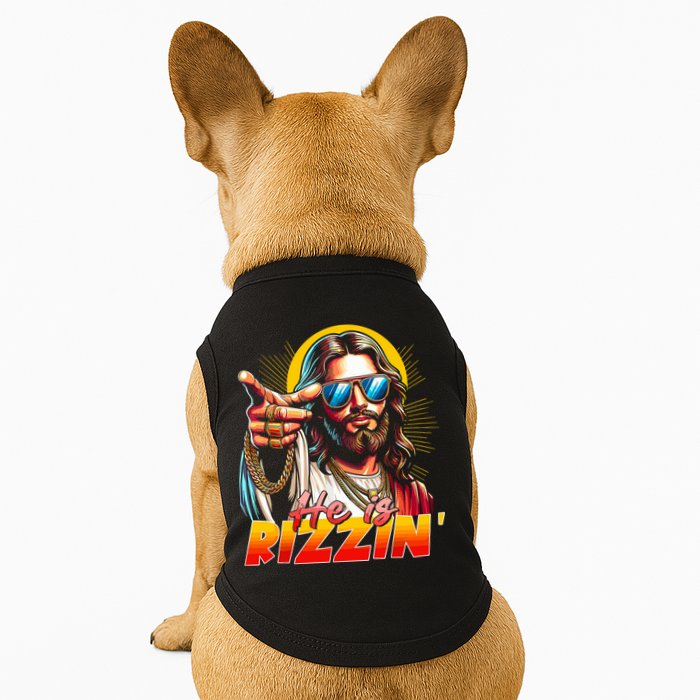 He Is Rizzin' Funny Jesus Christian Happy Easter Eggs  Doggie Tank