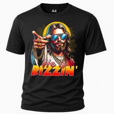 He Is Rizzin' Funny Jesus Christian Happy Easter Eggs  Performance Shirt